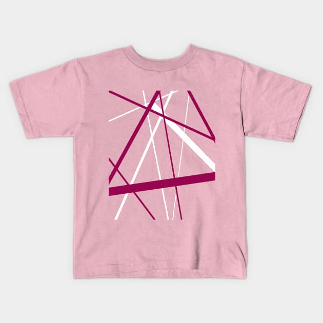 Criss Cross Pink and White Lines Kids T-Shirt by taiche